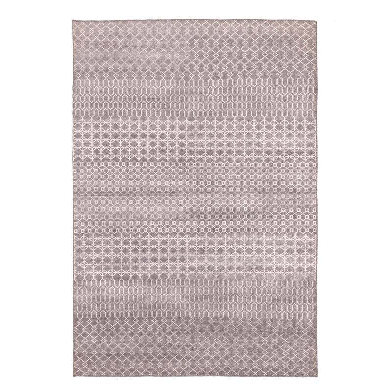 ECARPETGALLERY Hand-knotted Tangier Dark Grey Silk, Wool Rug - 5'3 x 7'7