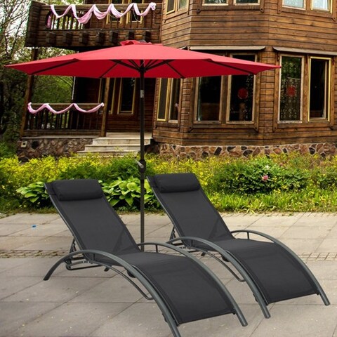 Outdoor Patio Lounge Reclining Adjustable Chaise Lounge Set of 2 - 72*23*35.5