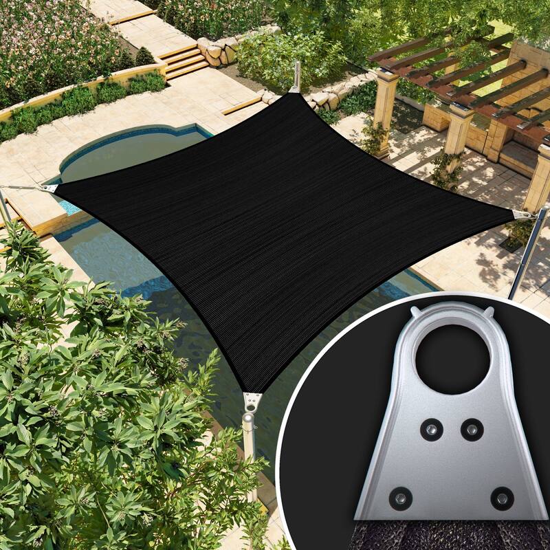ColourTreeUSA Square Sun Shade Sail Reinforced Super Ring HDPE Mesh Fabric Screen Canopy UV Block 260 GSM