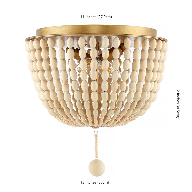 SAFAVIEH Lighting Fidelma Boho Beaded 2-light LED Flush Mount - 13"W x 13"D x 12"H