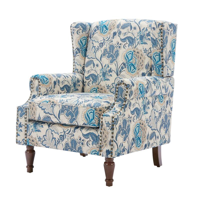 Patterned Upholstered Accent Chair for Living Room