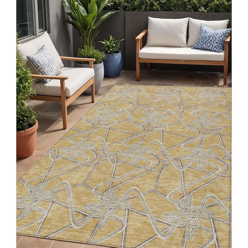 HomeRoots Geometric Contemporary Rectangle Outdoor Rug - 5' X 8'