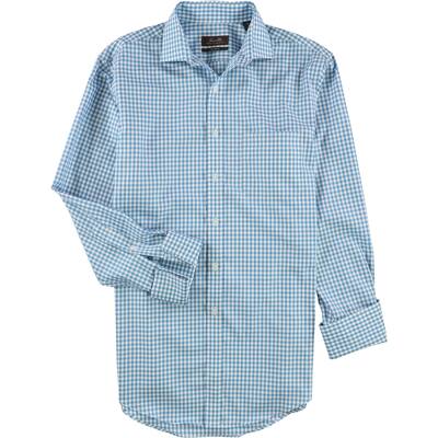 Tasso Elba Mens Non-Iron Button Up Dress Shirt, Blue, 14.5" Neck 32"-33" Sleeve