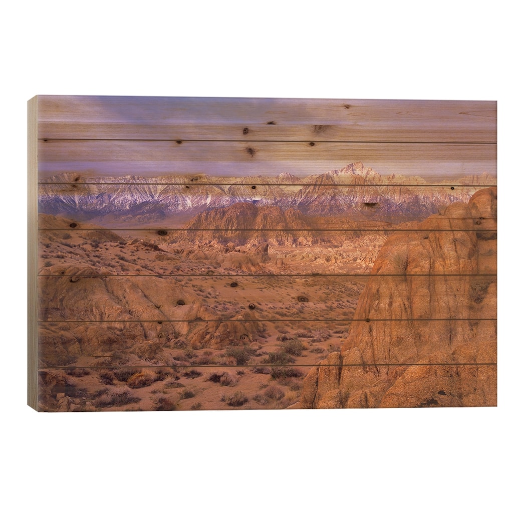 Sierra Nevada Range From Alabama Hills, California Print On Wood by Tim Fitzharris - Multi-Color