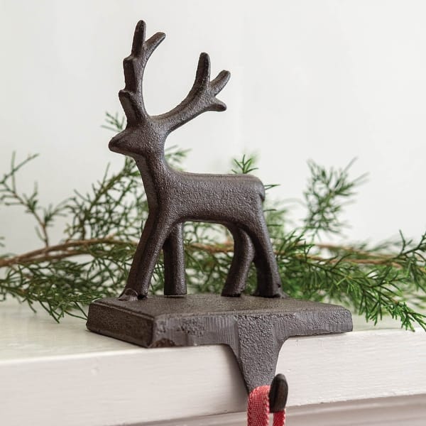 Cast Iron Reindeer Stocking Holder 5''W x 4''D x 6½''H Bed Bath