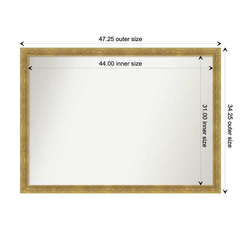 Angled Gold Framed Non-Beveled Custom Wall Mirror, Bathroom Vanity Mirror