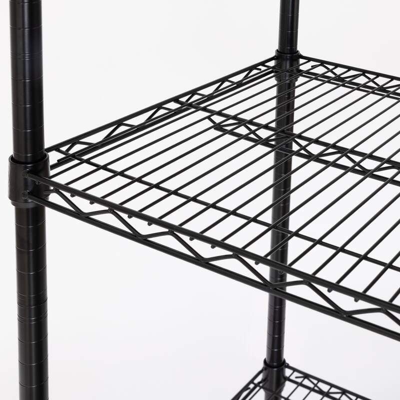 UltraDurable 5-Tier Adjustable Steel Wire Shelving with Wheels, 48" W x 18" D x 72" H, Black