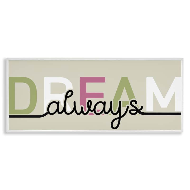 Stupell Muted Dream Always Framed Giclee Art Design By Kim Allen - 30 x 13 - White