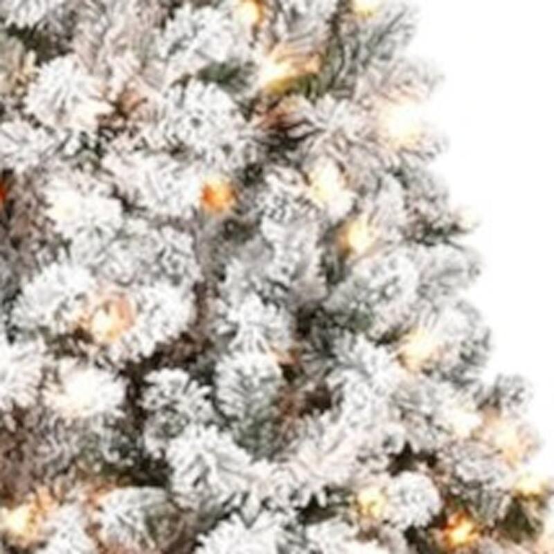 HomeRoots 5' Pre Lit Full Flocked Spruce Christmas Tree - Green/White - 31.00 in. x 60.00 in. x 31.00 in.