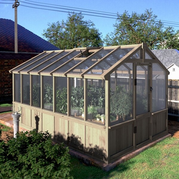 VEIKOUS Walk-in Wooden Greenhouse for Outside, Garden and Backyard