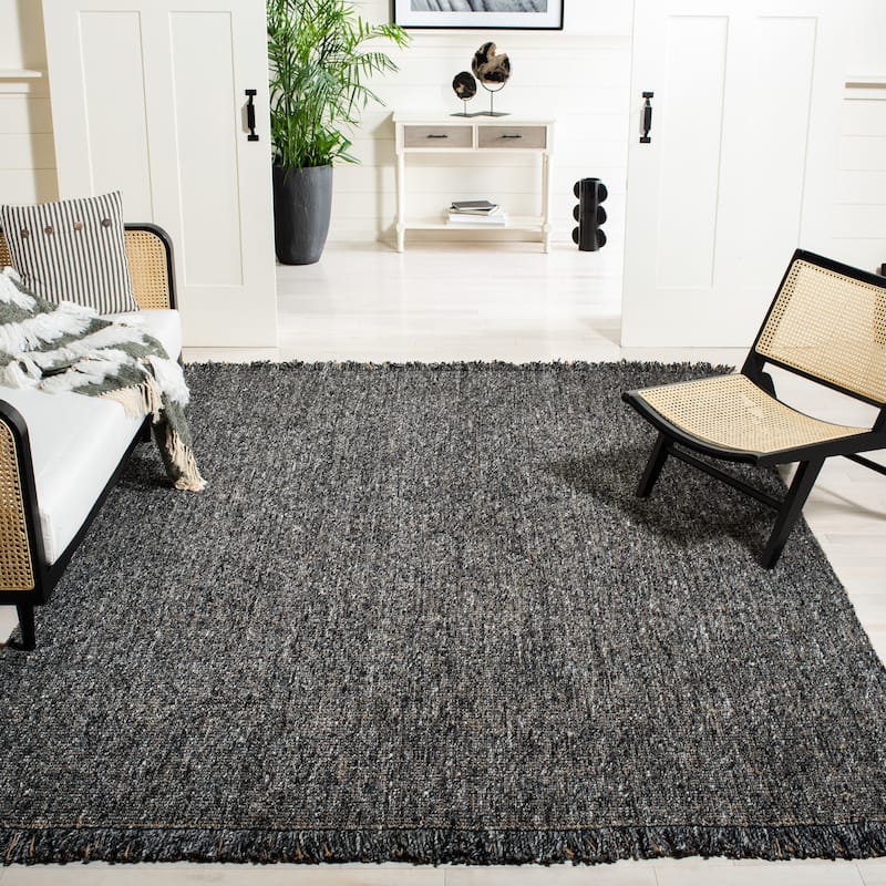 SAFAVIEH Handmade Natural Fiber Reneta Jute Fringe Rug - 10' x 14' - Charcoal/Natural