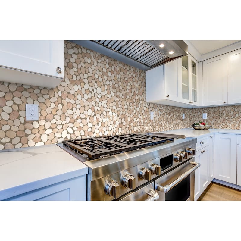 Coin Marble 11 in. x 11 in. Marble Mesh-Mounted Mosaic Wall and Floor Tile