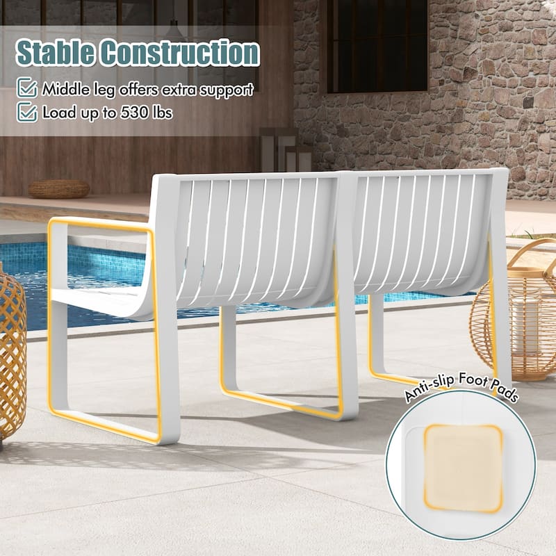 Modern Outdoor Garden Bench for 2 Comfortable Back Support Armrests and Waterproof - 48” x 24.5” x 27.5”