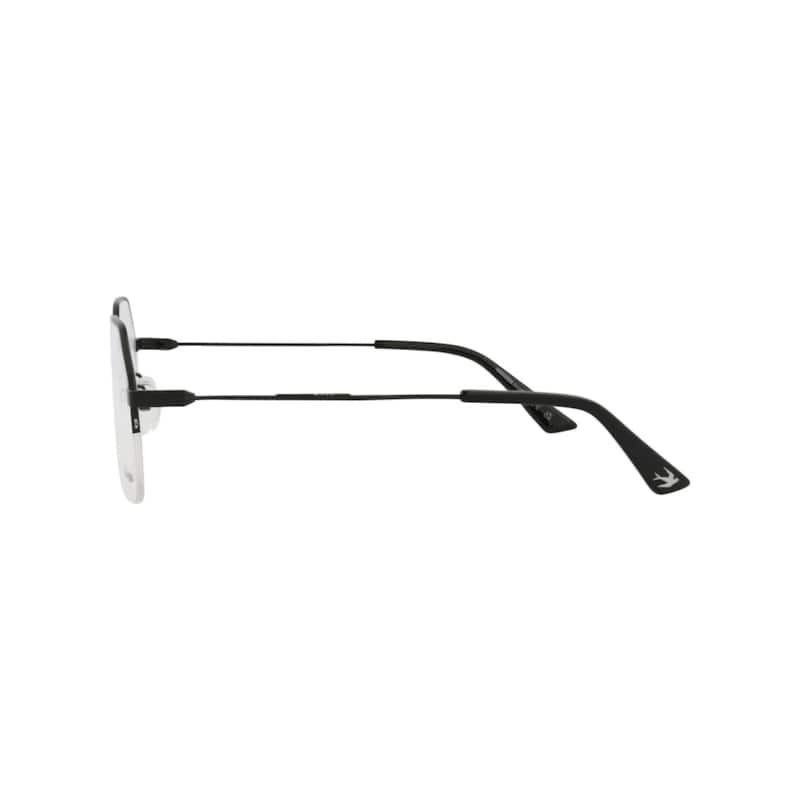 McQ Alexander McQueen Round-Frame Metal Optical Frames, Transparent Lens, Matte Black Frame