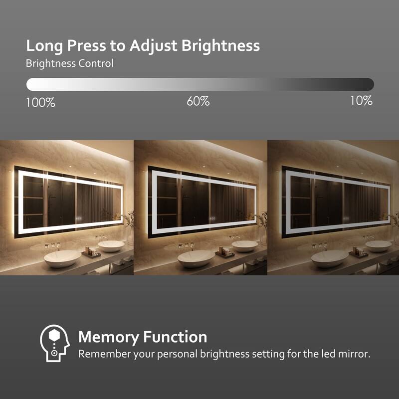 QuivaraView LED lights Frameless Wall Mounted Bathroom Vanity Mirror