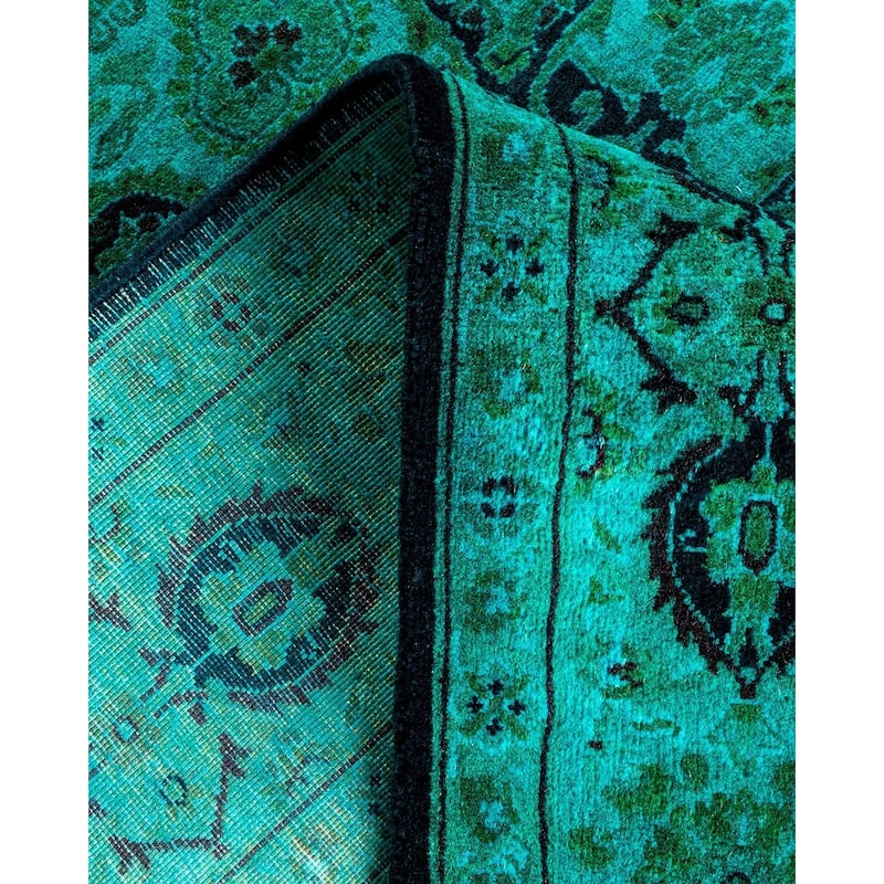 Overton Hand Knotted Wool Vintage Inspired Modern Contemporary Overdyed Blue Area Rug - 4' 2" x 6' 4"