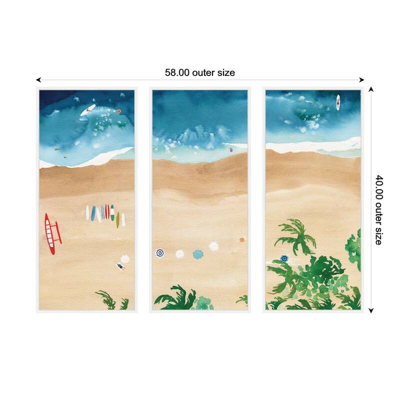 Kate and Laurel A Day of Play Vibrant 3 Piece Framed Canvas Wall Art Set by Janet Meinke Lau