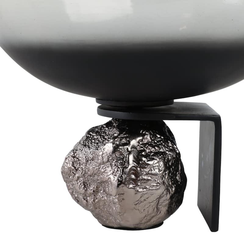 Glass Decorative Bowl with Textured Metal Base and Modern Glam Design