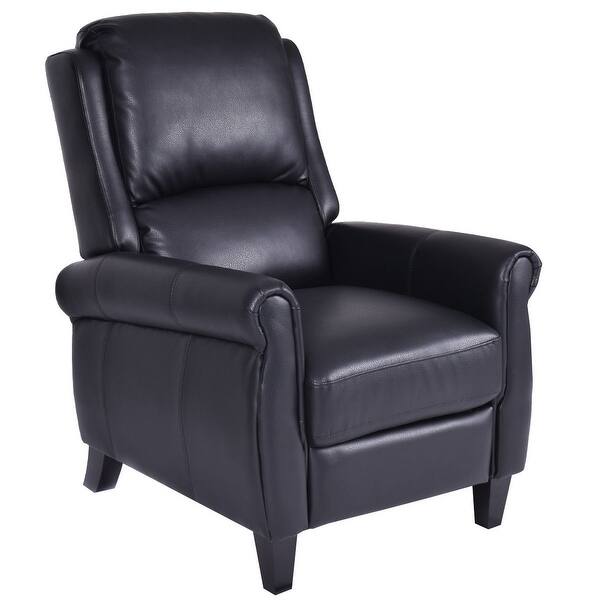 Shop Costway Leather Recliner Accent Chair Push Back Living Room Home Overstock 18522333