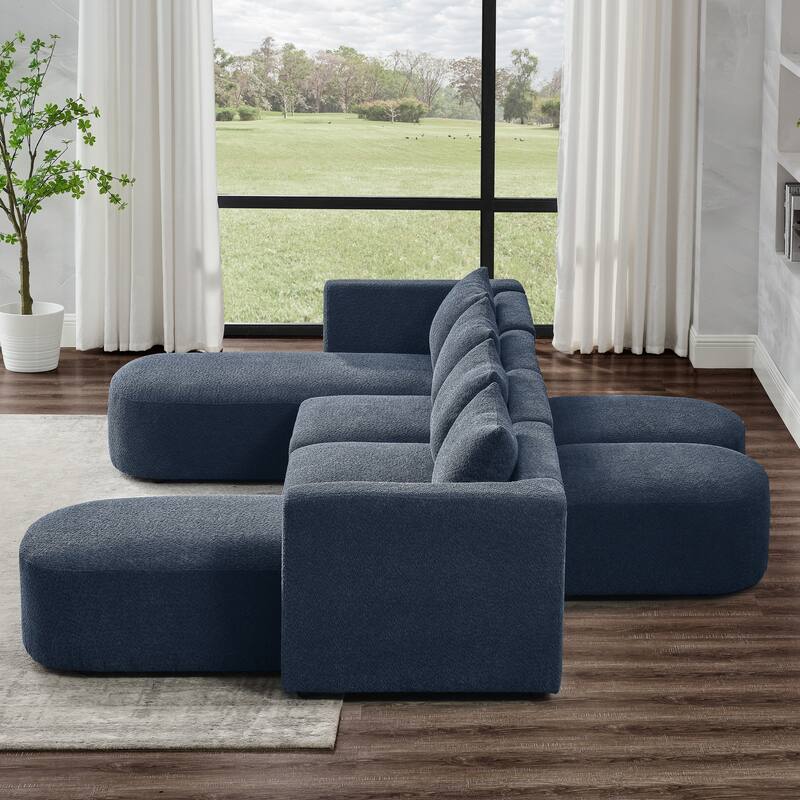 Livng Room Ushaped Sectional Sleeper Sofa, DIY Modular Recliner Sofa