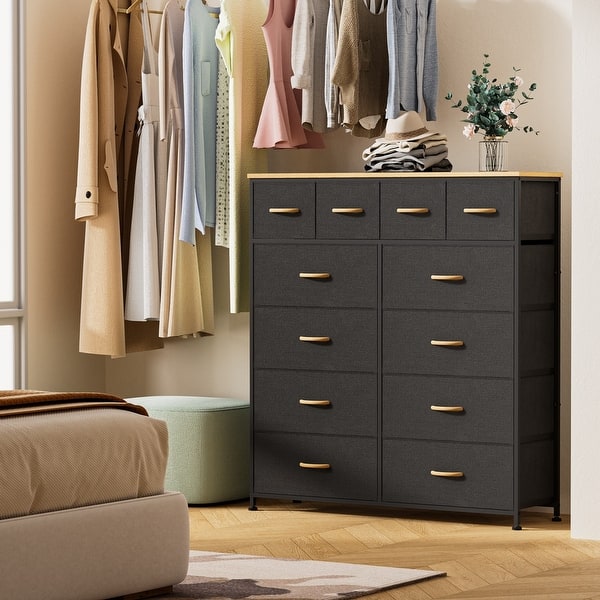 Black Dresser for Bedroom with 12 Drawers, Living Room, Large Tall Dresser for Closet