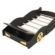preview thumbnail 7 of 10, Race Car-Shaped Floor Bed Platform Curve-Design with Storage Footboard Twin Mattress Holder Wood Slat Support - Black