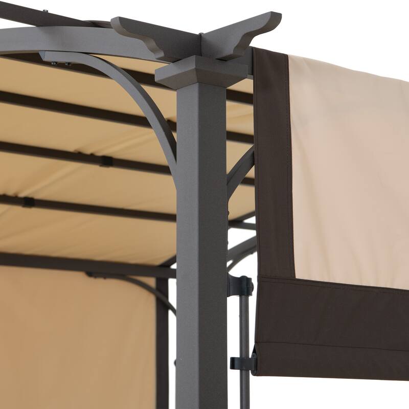 Sunjoy Lindt 9.5 x 11 ft. Outdoor Steel Arched Pergola with Adjustable Canopy
