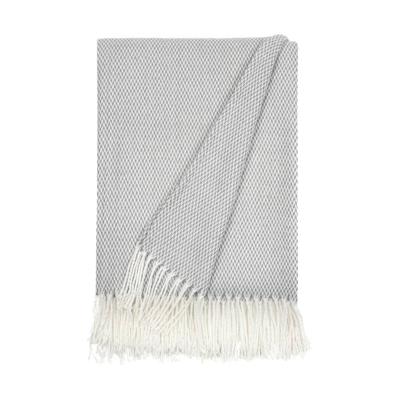 Becky Cameron Throw Blanket Herringbone with Fringed Edges