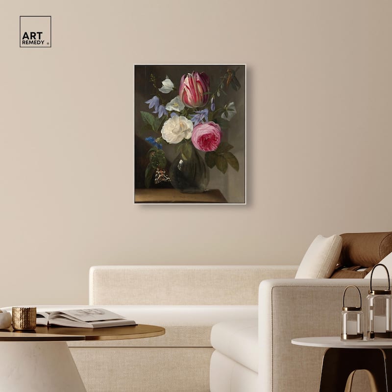 Roses and a Tulip Canvas by Art Remedy