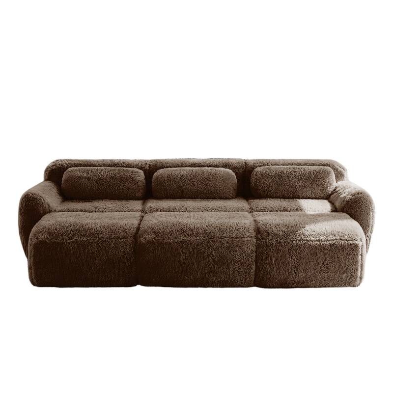 Homy Casa Chocolate Plush Fabric Non-Slip Modular Floor Sofa Sectional