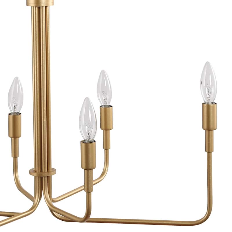 Modern Farmhouse 6-Light Gold Candle Chandelier for Dining Room Bedroom - Dia. 25" x H 23.5"