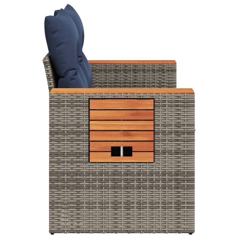vidaXL Patio Sofa with Cushions Outdoor Seating Sectional Sofa Poly Rattan
