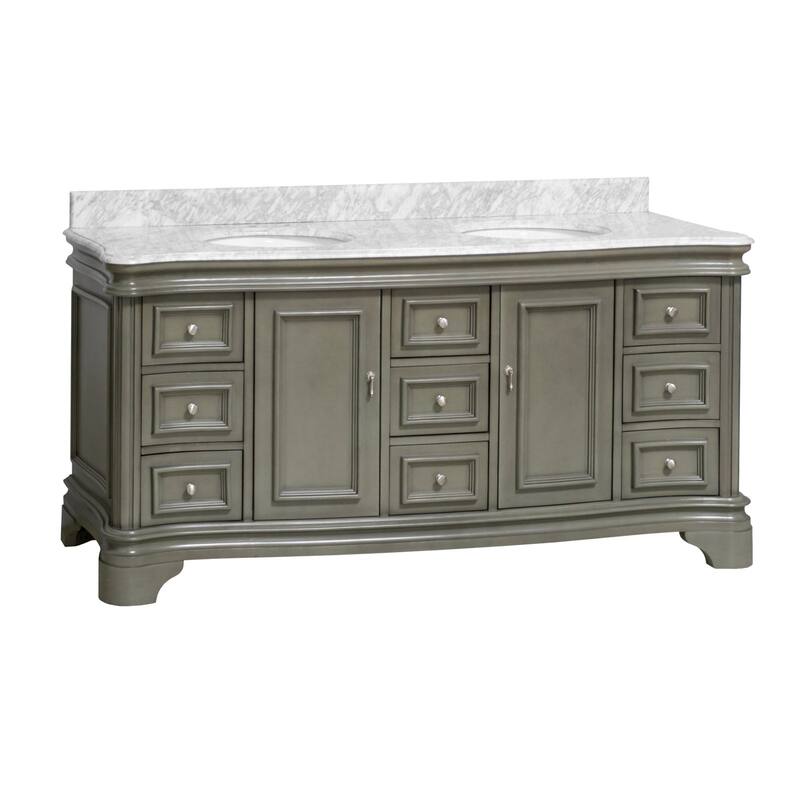 KitchenBathCollection Katherine 72" Double Bathroom Vanity with Carrara Marble Top