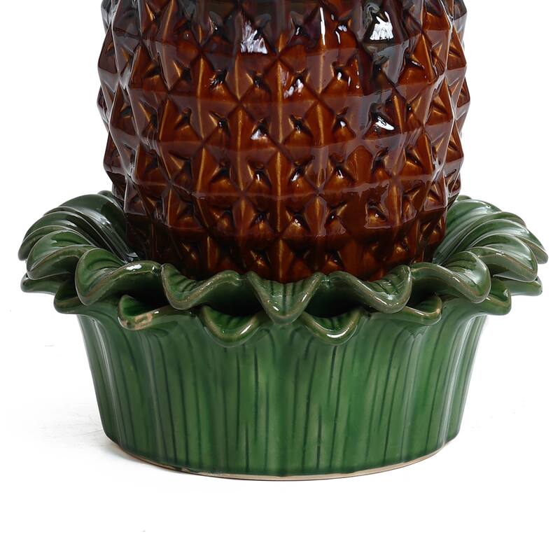 Pineapple Ceramic Indoor/Outdoor 17.1-In Tall Tabletop Fountain