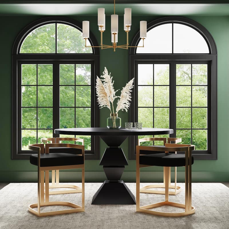 Clarence Faux Leather 23" Dining Stool - Black Leather