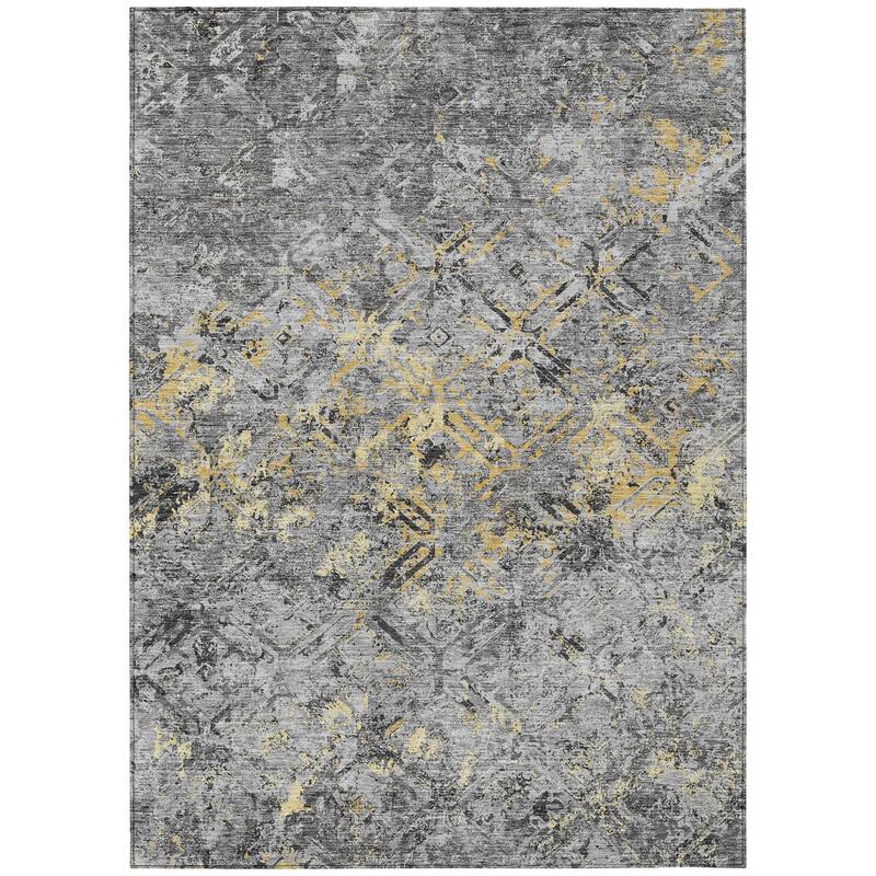 Machine Washable Indoor/ Outdoor Chantille Distressed Diamonds Rug
