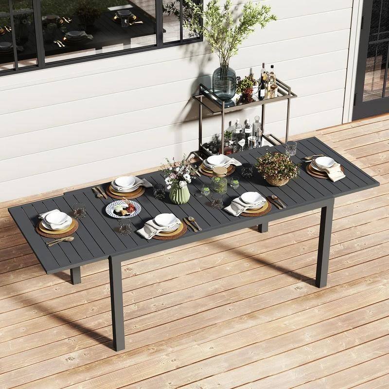 Domioutdoorliving 97.2"L Extendable Aluminum Outdoor Dining Table