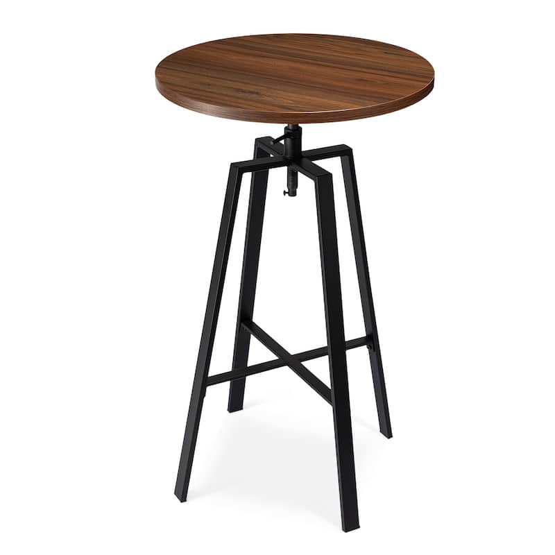 Glitzhome Farmhouse Elm Wood Top Steel Bar Stools Pub Table Set