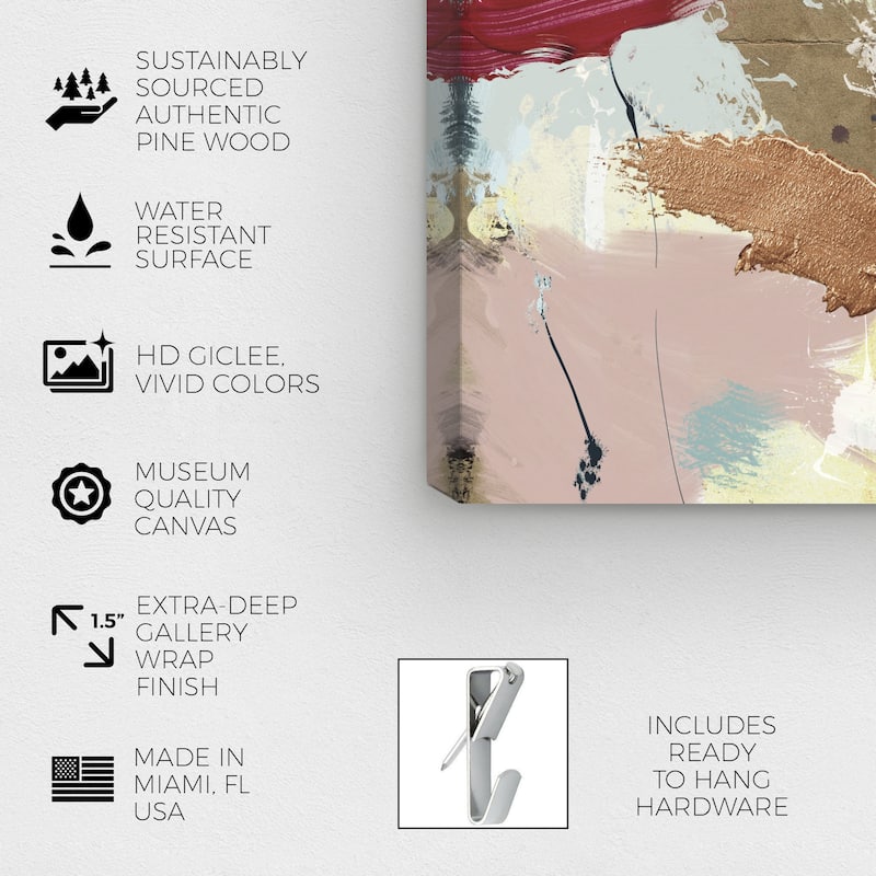 Wynwood Studio Canvas Abstract Crimson in The Sands II Pink and Light Pink Glam Wall Art Canvas Print