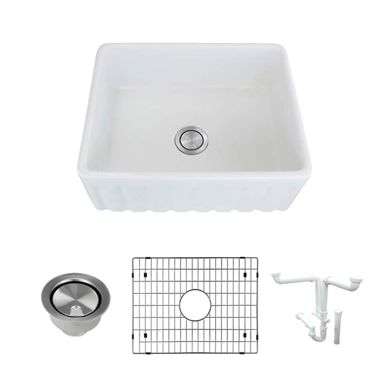 Transolid K-FUSF24199 Logan 23-1/2" Farmhouse Single Basin Fireclay - Natural