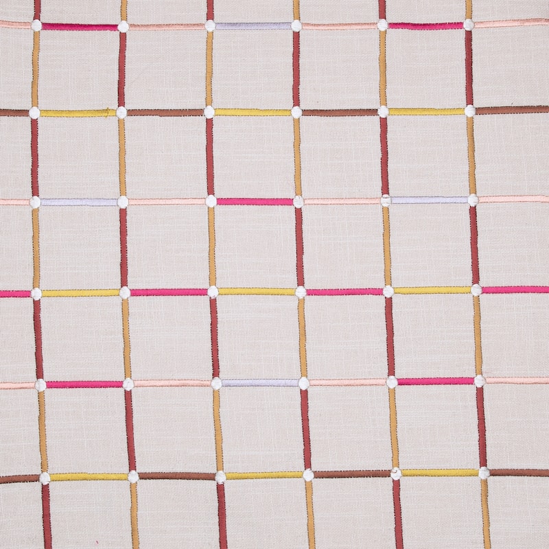 Handwoven Checkered Square Throw Pillow Cover - 20" - White and Pink