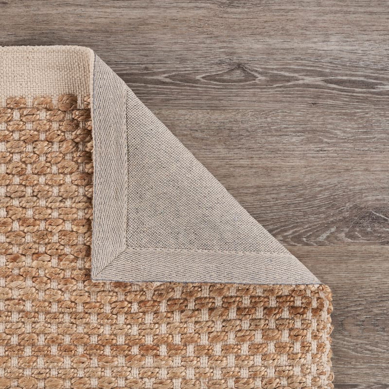 Sevita Organic Jute Bordered Area Rug, Tan and Off-White
