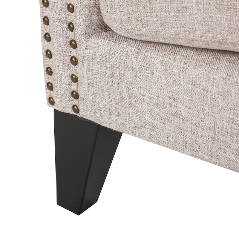 Roomfitters Tufted Wingback Accent Chair, Upholstered Armchair with Nailhead Trim and Solid Wood Legs