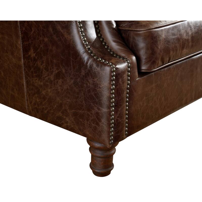 English Rolled Arm Love Seat - Leather