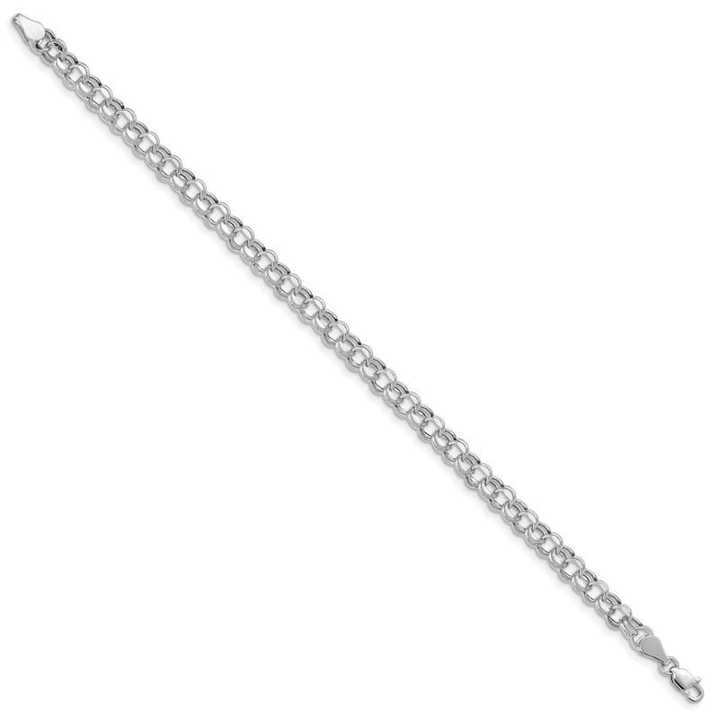 Curata 10k White Gold Lite 5mm Double Link Charm Bracelet Options: 7" 8"