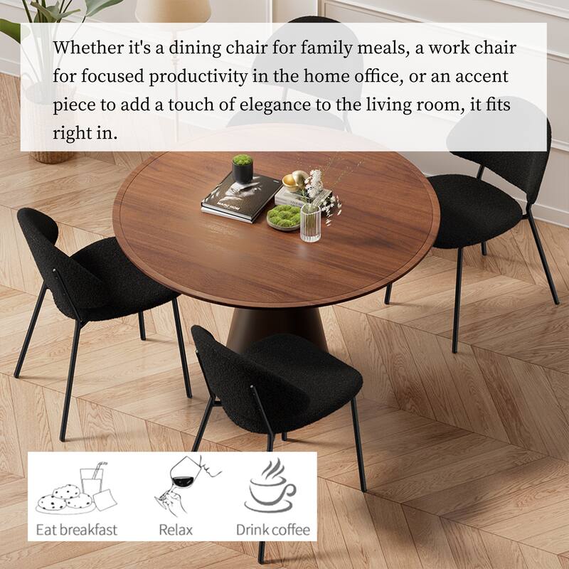 Modern Ergonomic Dining Chair with Slim Metal Legs, Set of 4