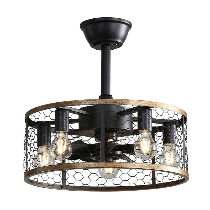 20'' Industrial Caged Ceiling Fan with Remote Control -  16.54" H