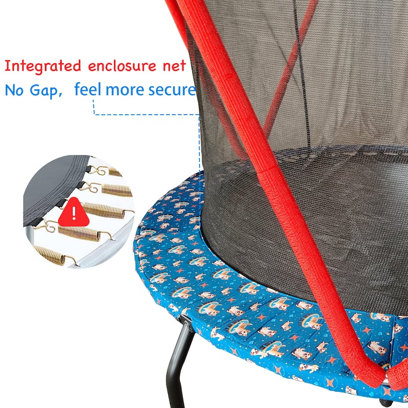 66" Trampoline for Kids Toddler Indoor Outdoor Small Trampolines for Baby with heighten net No-Gap Design for Kids