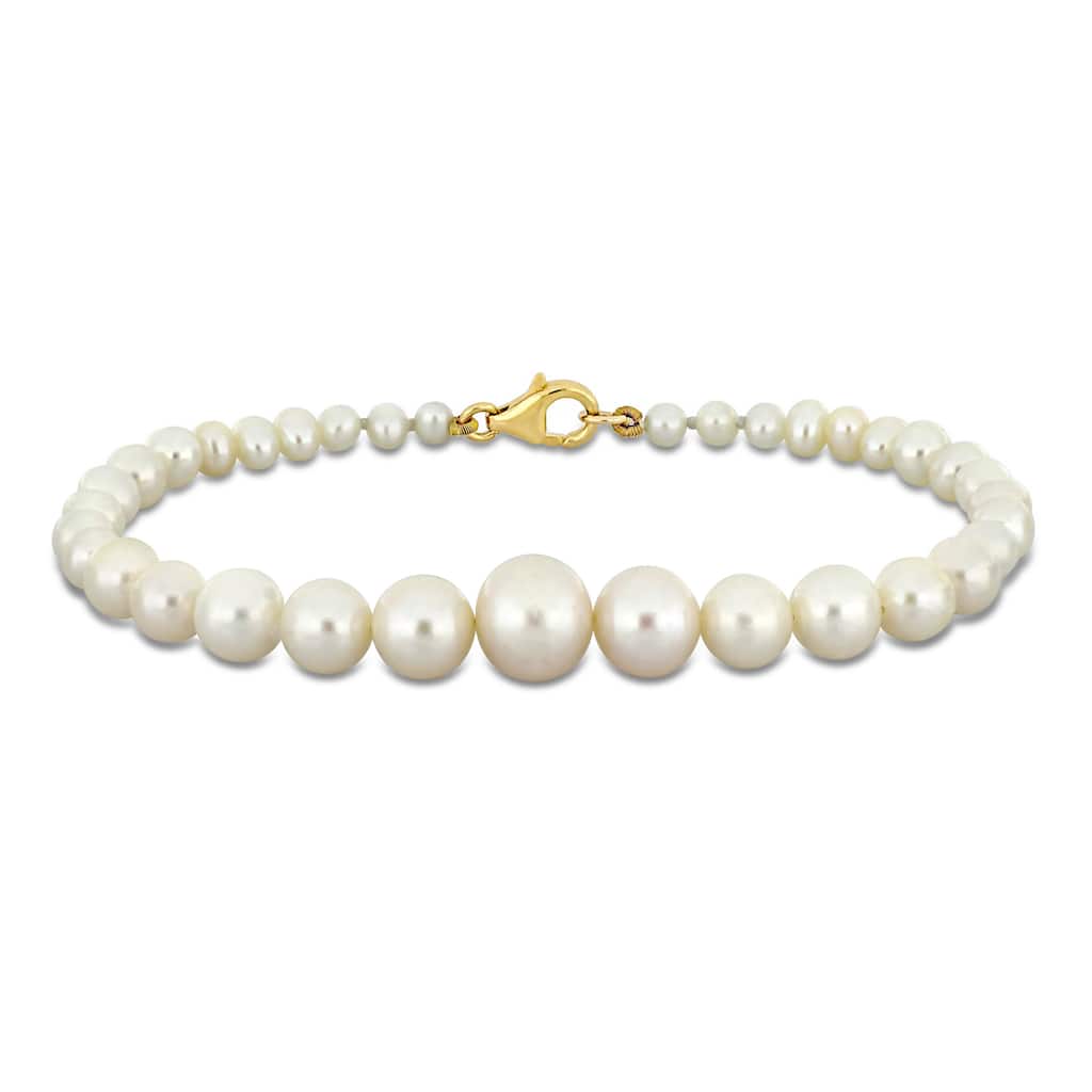 Miadora 3.5-8.5mm Cultured Freshwater Graduated Pearl Bracelet with in 10k Yellow Gold Clasp-7.25 in