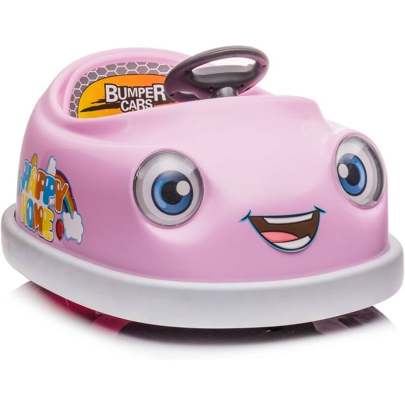 12V Bumper Car for Kids, 6-in-1 Electric Bumper Car with Pushrod Dinner Plate,USB Music,Rocking Horse Mode,Bumper Car Mode
